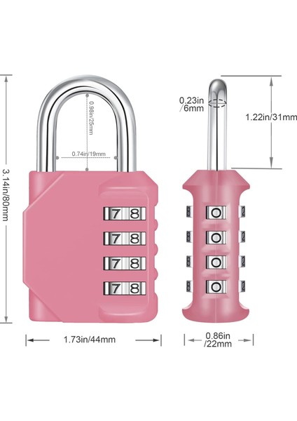 Safety1 Şifreli Kilit, 4 Haneli Şifreli Asma Kilit Dış Mekan, Okul Kilidi, Spor Salonu Kilidi (Pembe) (Yurt Dışından)