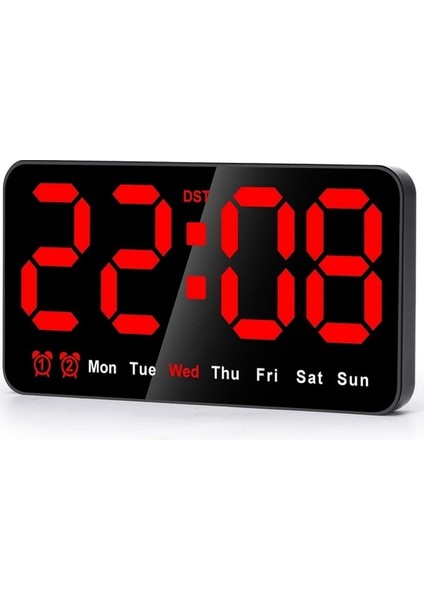Dijital Duvar Saati, 9 Inç LED Dijital Saat (Kırmızı) (Yurt Dışından)