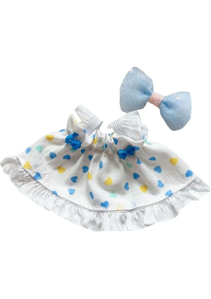 17CM Bebek Elbisesi Bebek Aksesuarları Küçük Kızlar Için Şık Bebek Elbisesi Hediye Mavi Kalpler (Yurt Dışından)