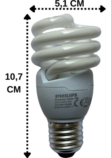 15W (75W) 2700K (Sarı Işık) E27 Duylu (Kalın Duy) Floresan Ampul