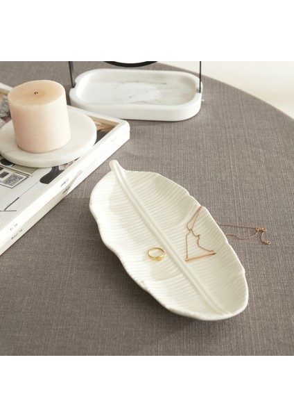 Leaf Dekoratif Tabak Beyaz