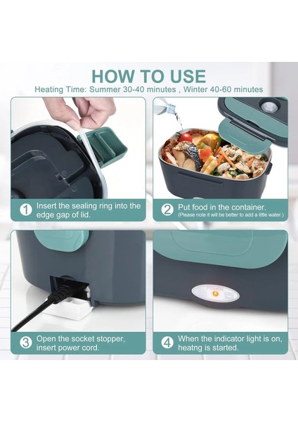 1.5 L 60W 220V Elektrikli Öğle Yemeği Kutusu Yemek Isıtıcı Taşınabilir Yemek Isıtıcı (Yurt Dışından) modelleri
