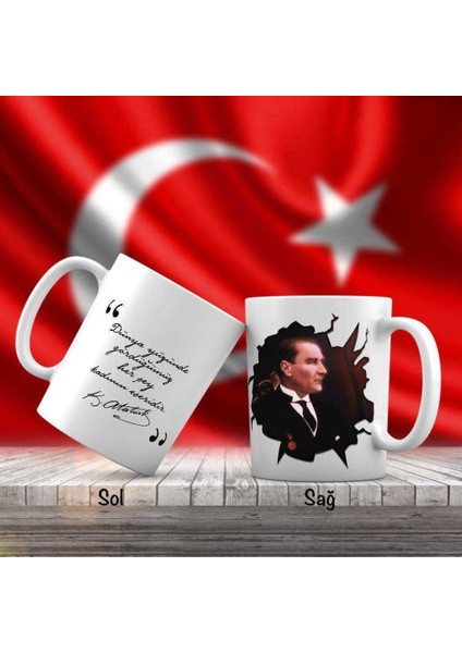 Asil Hediyelik Sivil Mustafa Kemal Atatürk - Atatürk'ün Sözleri -Kupa Bardak