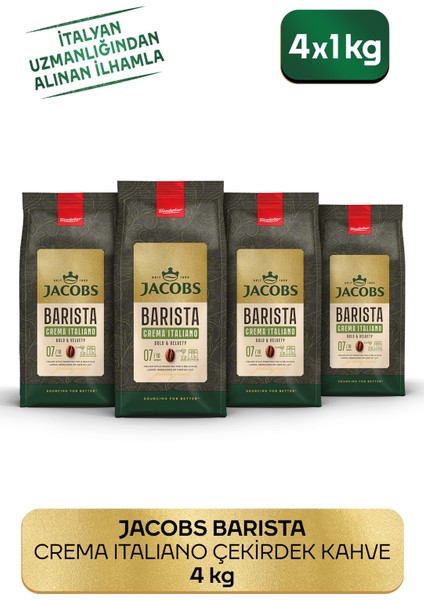 Barista Editions Çekirdek Kahve Crema Italiano 1kg x 4 Paket