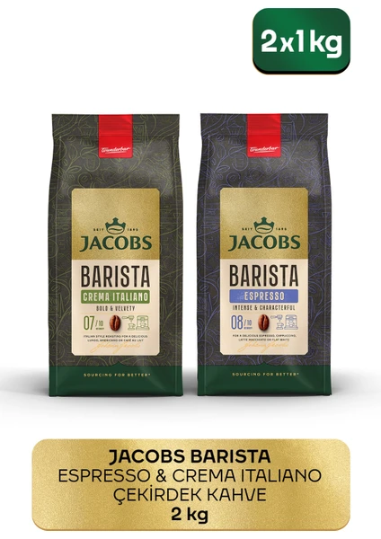 Barista Çekirdek Kahve Avantajlı Paket 2 kg ( Crema Italiano 1kg + Espresso 1kg )