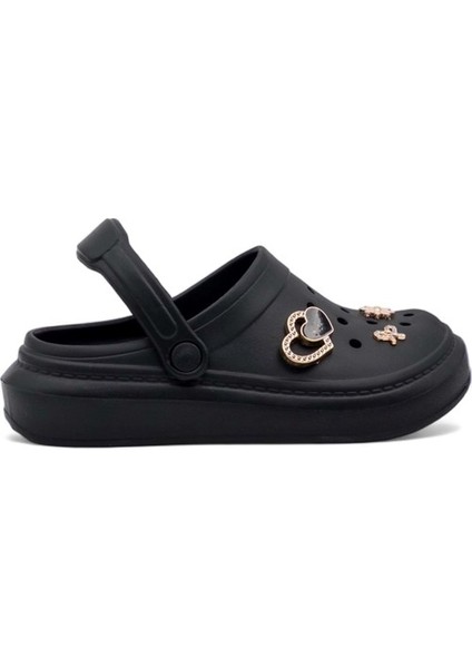 E263.012 Taşlı Kadın Crocs Terlik - Siyah - 36