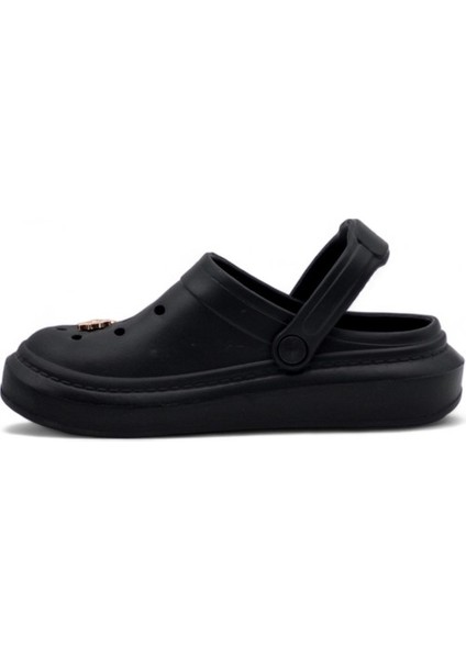 E263.012 Taşlı Kadın Crocs Terlik - Siyah - 36