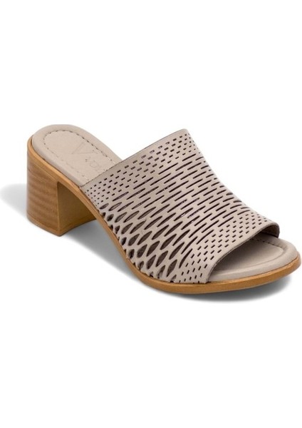 9723 Bayan Deri Terlik - Taş - 40 modelleri