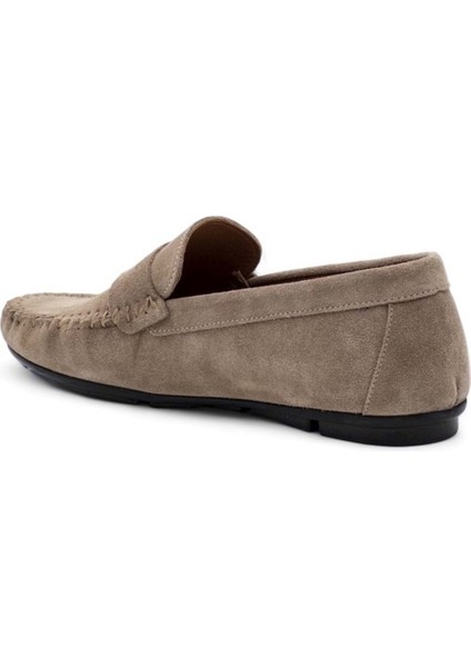 4180 Erkek Deri Loafer Ayakkabı - Süet Kum - 44 fırsatları