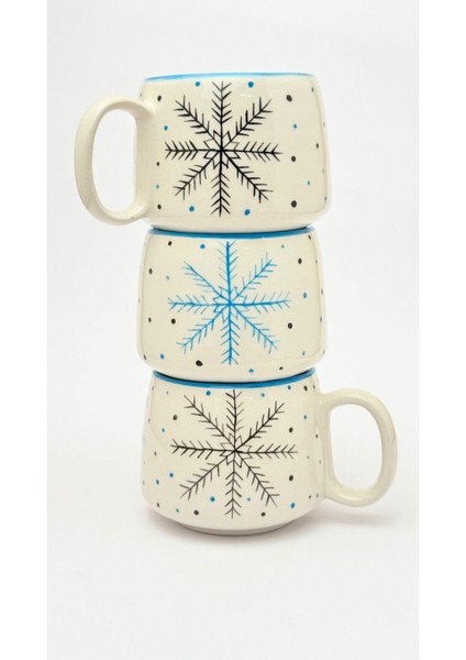 3'lü Kartanesi Double Nescafe Kupa, Yeni Yıl, El Yapımı Seramik Kupa, Seramik Kupa, Mug