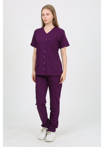 Pansy Hakim Yaka Mürdüm Kadın Uniforma (Likralı) Xs - Takım - Hayır Isim Yazılmasın