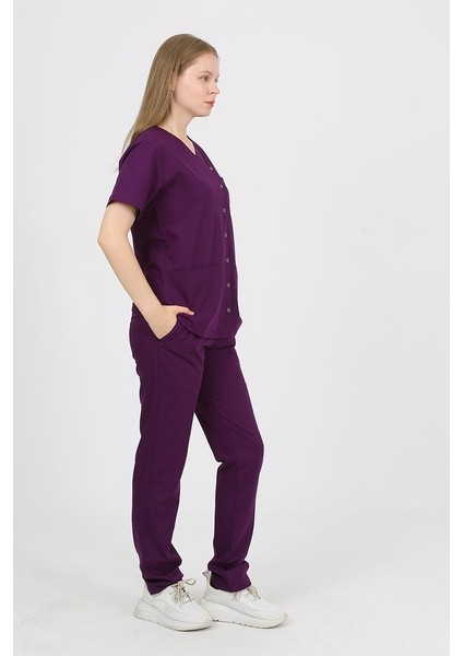 Pansy Hakim Yaka Mürdüm Kadın Uniforma (Likralı) Xs - Takım - Hayır Isim Yazılmasın fiyatları