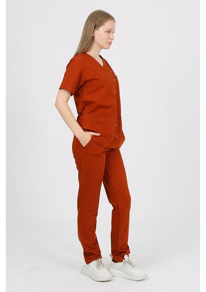 Pansy Hakim Yaka Kiremit Kadın Uniforma (Likralı) Xl - Takım - Hayır Isim Yazılmasın fiyatları