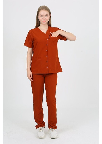 Pansy Hakim Yaka Kiremit Kadın Uniforma (Likralı) Xl - Takım - Hayır Isim Yazılmasın modelleri