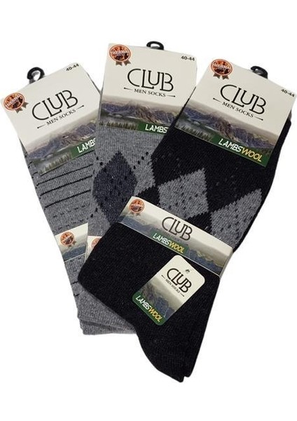 Club Lamswool Yün Erkek Kışlık Çorap 3 Adet
