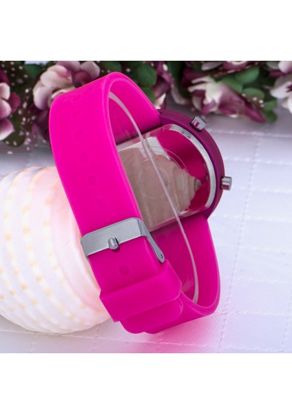Pembe Renk Silikon Kordonlu Dijital LED Ekran Bayan Saat ST-303589