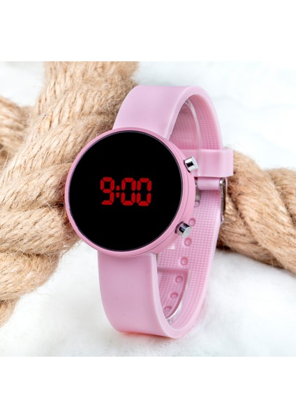 Toz Pembe Renk LED Watch Dijital Bayan Yetişkin Kız Çocuk Kol Silikon Saati ST-303479 fırsatları