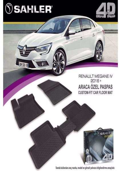 Renault Megane 4  2016 ve Sonrası 4.5D Havuzlu Paspas Siyah