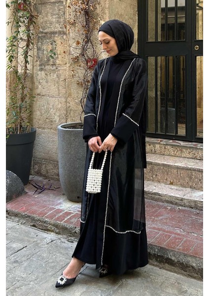 Organze Takım Abaya Siyah