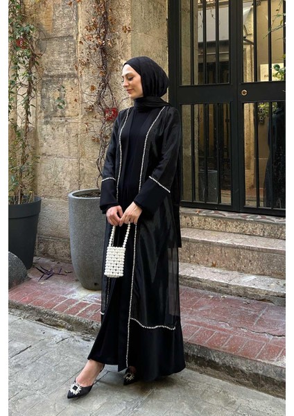 Organze Takım Abaya Siyah