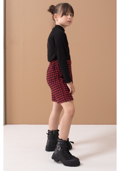 Kırmızı Kazayağı Desenli Şort Etekli Badili Kız Çocuk Takım 19559 indirimleri