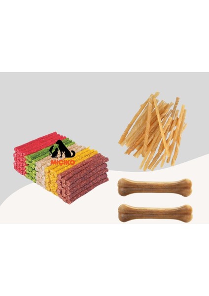 Köpekler Için Ödül Seti1 (100lü Munchy+100lü Burgu+2li 7cm Kemik)
