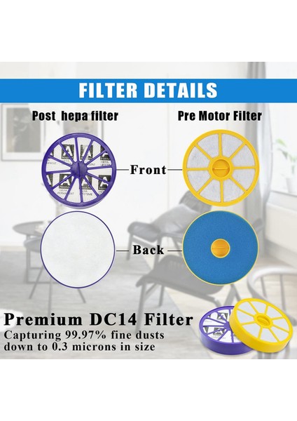 DC14 DC15 Elektrikli Süpürge Aksesuarları Için Yedek Parçalar Ön ve Son Motor Filtresi, Parçayı Değiştirin 90142-02 (Yurt Dışından) fiyatları