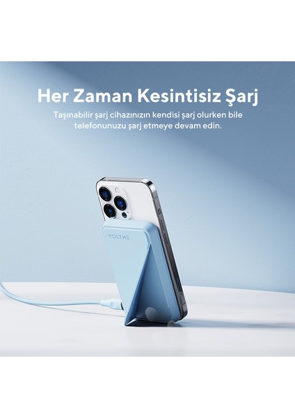 Voltme Mavi Magpak 5000mAh Magsafe Kablosuz Powerbank- 22.5W