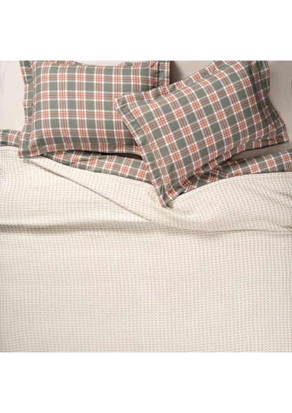 Costa Kenar İşlemeli İplik Boyalı Çift Kişilik Pamuk %100 Pamuk Pike 200x220 Cm Natural