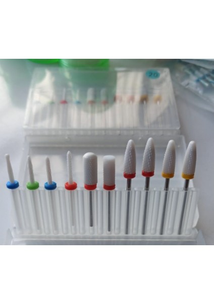 Manikür Seti Için Freze Kesicisi 10 Adet Seramik Karbür Tırnak Matkap Uçları Jel Vernik Çıkarma Için Matkap Manikür Makinesi Pedikür N0:20 fiyatları