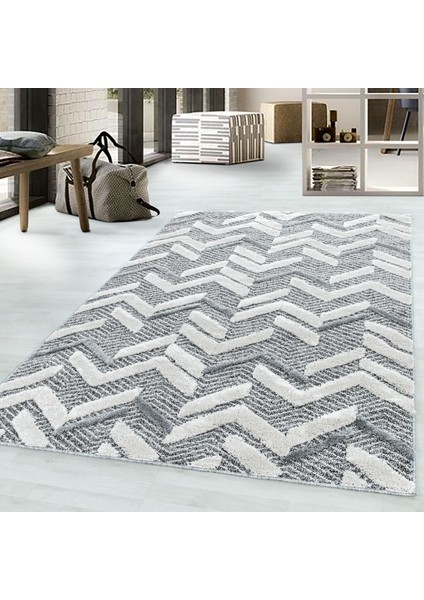 Modern Iskandinav Yumuşak Bukle Kabartmalı 3D Dalgalı Motif Halı Gri Oturma Odası Salon Mutfak Halı