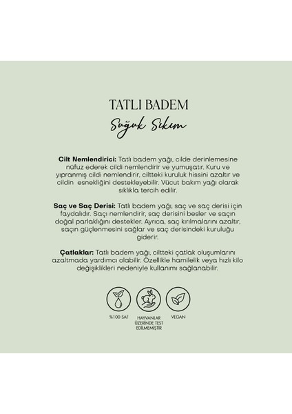 Tatlı Badem Yağı - Soğuk Sıkım (50 ml)