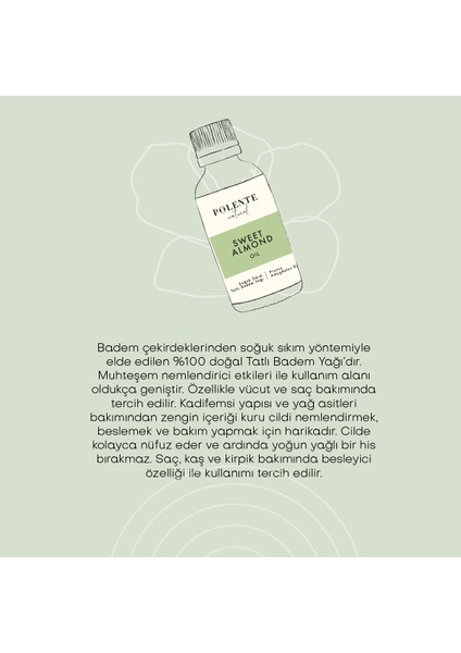 Tatlı Badem Yağı - Soğuk Sıkım (50 ml)