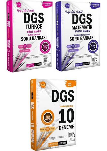 2025 Dgs Türkçe Sözel Mantık / Matematik Sayısal Mantık Soru Bankası / 10 Deneme 3 Lü Set