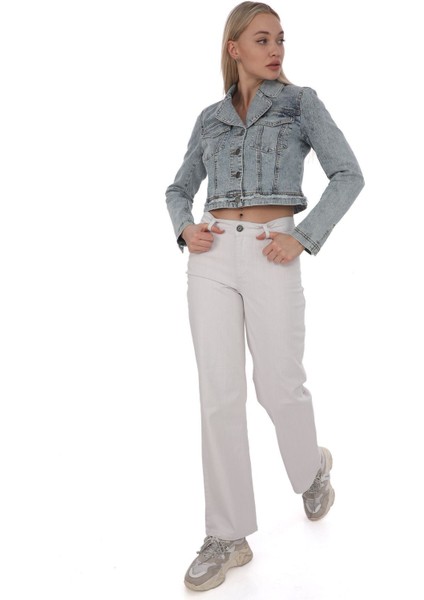 Beyaz Regular Fit Kaplamalı Yüksek Bel Kadın Jeans Pantolon, Klasik Kot Pantolon fiyatları