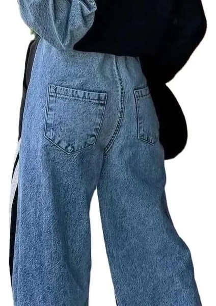 Polopass 027-ALT Kadın Penye Kot Denim Şeritli Eşofman Altı