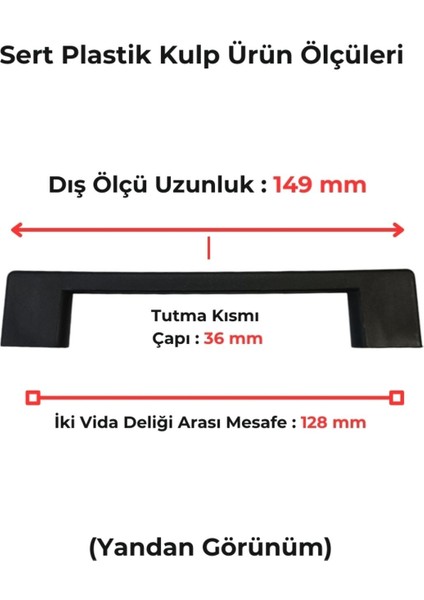 Siyah Çekmece Dolap Mobilya Kulbu Sert Plastik 128 mm 20 Adet