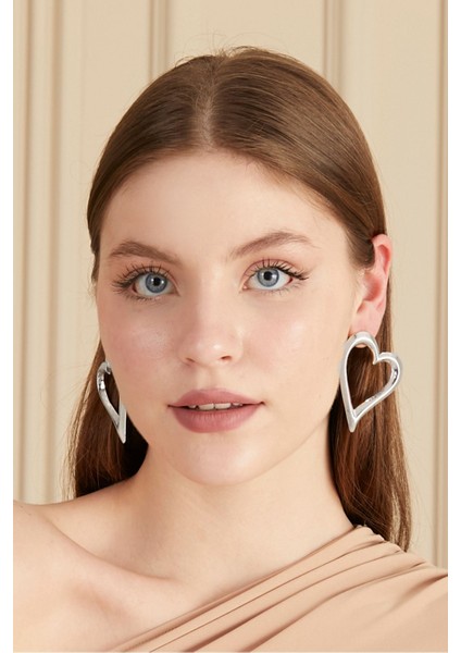 Gümüş Kaplama Büyük Kalp Küpe fiyatları