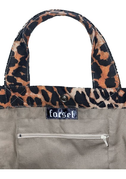 Askılı Leopar Desenli Focsel Tote Çanta