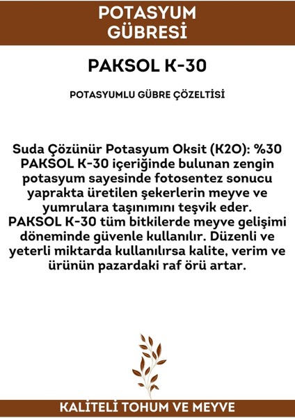K-30 Potasyumlu Sıvı Gübre 1 Litre