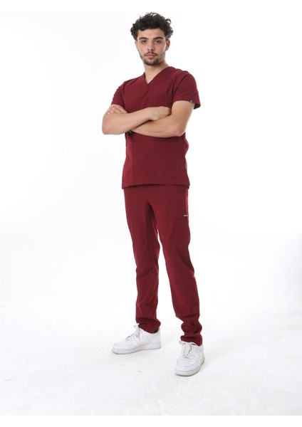Bordo Likralı Üniforma