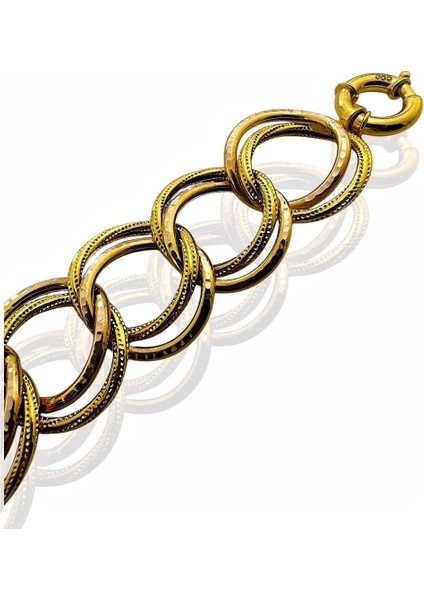 Kalın Iki Kollu Kalemli Özel Üretim 14 Ayar Altın Samanyolu Bileklik modelleri