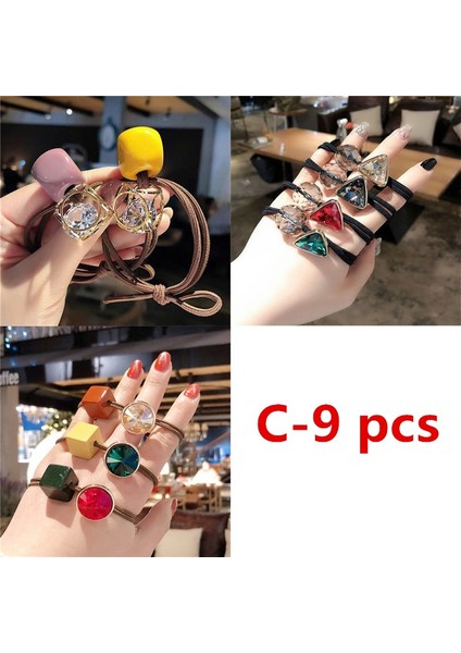 C-9 Adet El Yapımı Kumaş Kurdele Taç Saç Tokaları Bebek Kız Saç Aksesuarları Seti (Yurt Dışından)