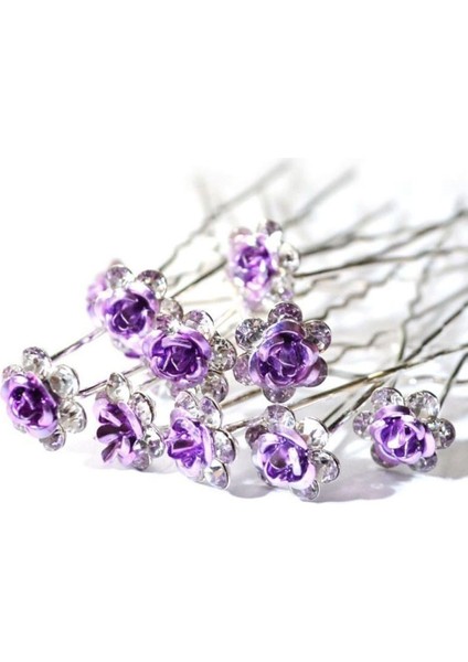 Mor Tarzı Moda Şık Kadın Çiçek Takı Düğün Saç Aksesuarı Klips Kristal Çiçek Tokaları Taşlı Saç Tokası (Yurt Dışından)