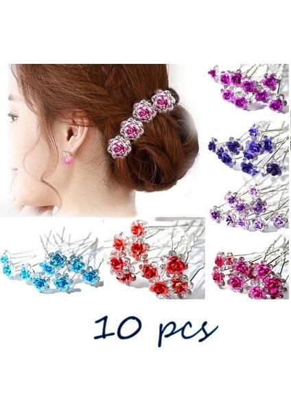 Mor Tarzı Moda Şık Kadın Çiçek Takı Düğün Saç Aksesuarı Klips Kristal Çiçek Tokaları Taşlı Saç Tokası (Yurt Dışından) modelleri