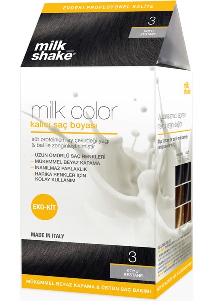 Milk Color Eko-Kit Saç Boyası Koyu Kestane 3