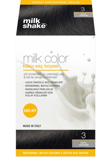 Milk Color Eko-Kit Saç Boyası Koyu Kestane 3