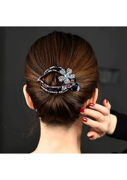 H02 6 Stiller Moda Taşlı Çiçek Saç Kristal Ördek Ağzı Saç Tokası Kadın Çiçekli Ördek Ağzı Toka Şık Bayan Taç Tokaları (Yurt Dışından) fırsatları