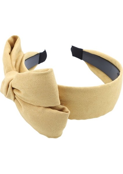 Sarı Stil Kadın Kızlar Için Vintage Düz Renkli Kurdele Geniş Saç Bandı - Hairband - Saç Aksesuarları (Yurt Dışından)