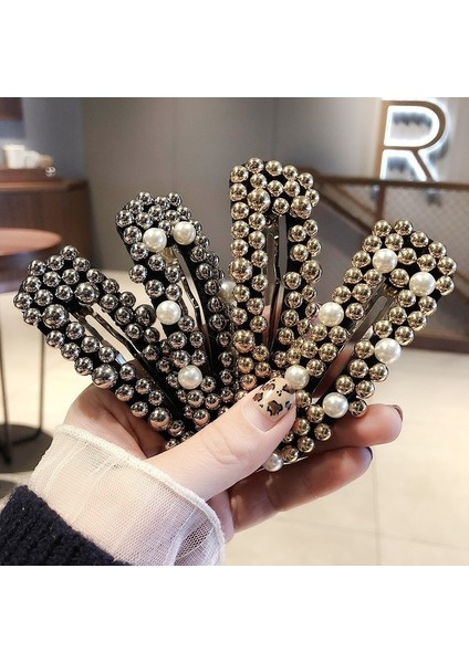 Altın Ve Beyaz Tarzı Kadınlar Için Kore Simüle Inci Saç Tokası Moda Tam Boncuklu Saç Tokaları Hediye Kız Saç Aksesuarları El Yapımı Takı (Yurt Dışından) modelleri